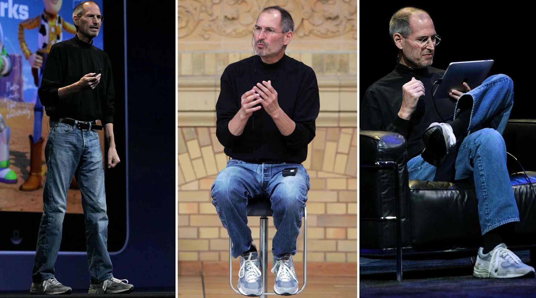 New Balance faz homenagem a Steve Jobs com foto que recria pose icônica do fundador da Apple