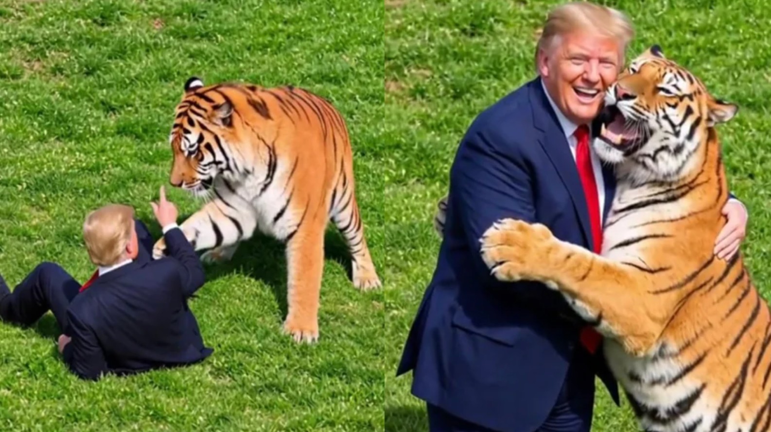 Deboche: Trump publica vídeo de IA brincando com tigre após ataque fatal no Reino Unido